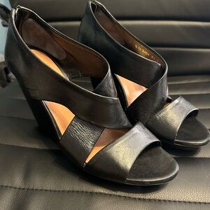 Robert Clergerie Black Wedge Sandals, Size 8
